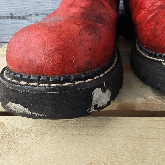 Roper Leather Ostrich Print Floral Red Black Western Boots Womens Size 7 - Picture 4 of 16
